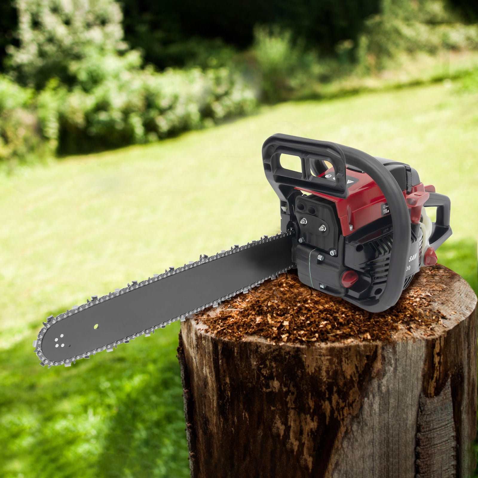20Inch Gas Chainsaw, 2-Stroke 58CC 2.4KW Engine Handheld Gas Power Chain Saw with Air-cooled, Pull Start Petrol Saws Set for Wood Cutting, Garden Pruning, Forest Logging, Black & Red