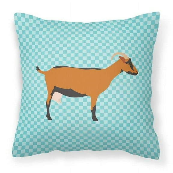 Carolines Treasures BB8062PW1414 Oberhasli Goat Blue Check Fabric Decorative Pillow, 14 x 14 in.