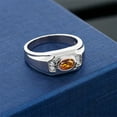 thumbnail image 3 of Gem Stone King Men's 925 Sterling Silver Orange Red Madeira Citrine and White Moissanite Ring (1.25 Cttw, Gemstone Birthstone, Oval 8X6MM,, Size 8), 3 of 3