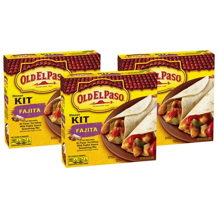 - (3 Pack) Old El Paso Fajita Dinner Kit, 12.5 oz Box