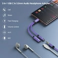 thumbnail image 5 of USB C to Aux Adapter 2Pack,ABCPOW 2 in 1 USB C to 3.5 mm Headphone Jack Adapter Audio Jack Android Phone Charger Adapter Headphone Adapter Fast Charging Dongle Cord for iPhone 15,Samsung,Blue+Purple, 5 of 7