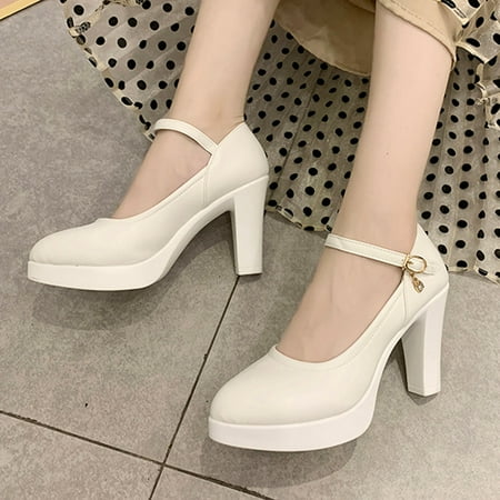 

Wefuesd Shoes For Women Womens Shoes Women Pointed Toe Breathable Buckle Strap Rhinestone Casual Jobs Single Shoes White 36