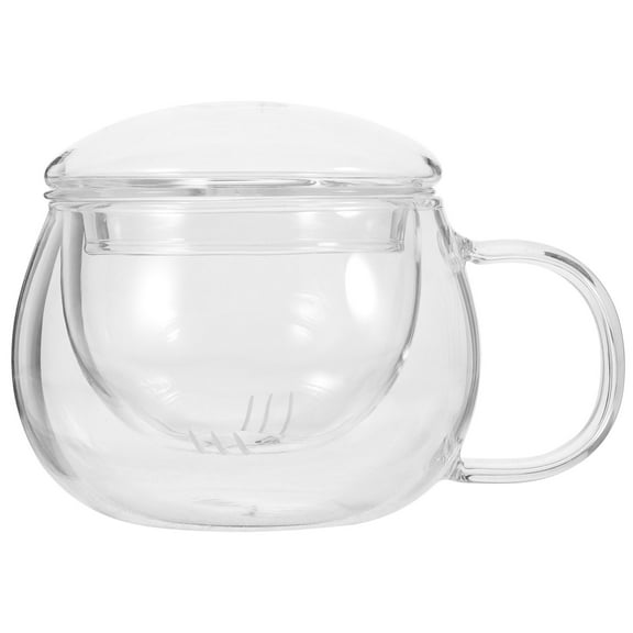 DECORNIJIA Mug With Lid For Hot Drinks Glass Cup with Infuser and Lid Heat-Resistant 1 Set