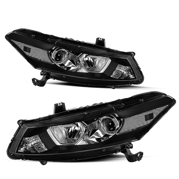 For 2008-2012 Honda Accord Coupe 2Dr Halogen Projector Black Clear Headlights