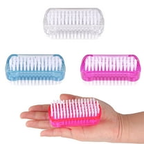 HZCrisp 4 Pack Double-Sided Hand Cleaning Brush with Soft and Stiff Bristles, Durable Plastic Scrubber for Nails and Hands, Household Cleaning Tool, Assorted Colors