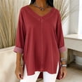 thumbnail image 4 of Womens Street Style Denim V Neck Top Casual Chic Blouse for Women Trendy Outfit and Daily Wear Red M, 4 of 7