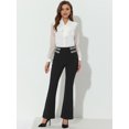 thumbnail image 2 of Allegra K Pantalones de mujer Pantalones acampanados largos para oficina de trabajo Negro L, 2 of 5