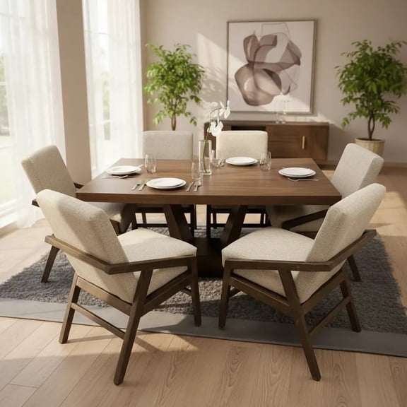 Set de Comedor Denver 6 Sillas SALVANTO 160x100 cm Mdf UV Color Parota