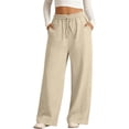 thumbnail image 4 of CONZONE Boys Baggy Cotton Linen Pants Straight Leg Jogger Pants For Child Elastic Waist Solid Color Athletic Trousers With Pockets, 4 of 5