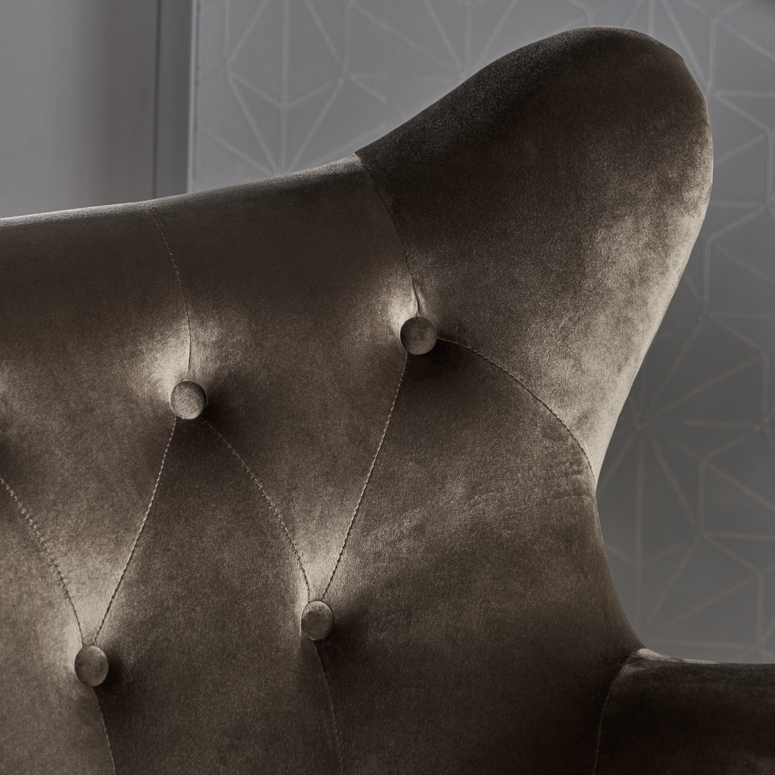 Noble House Ochoa Mid Century Modern Velvet Armchair in Grey with Oak Wood Legs