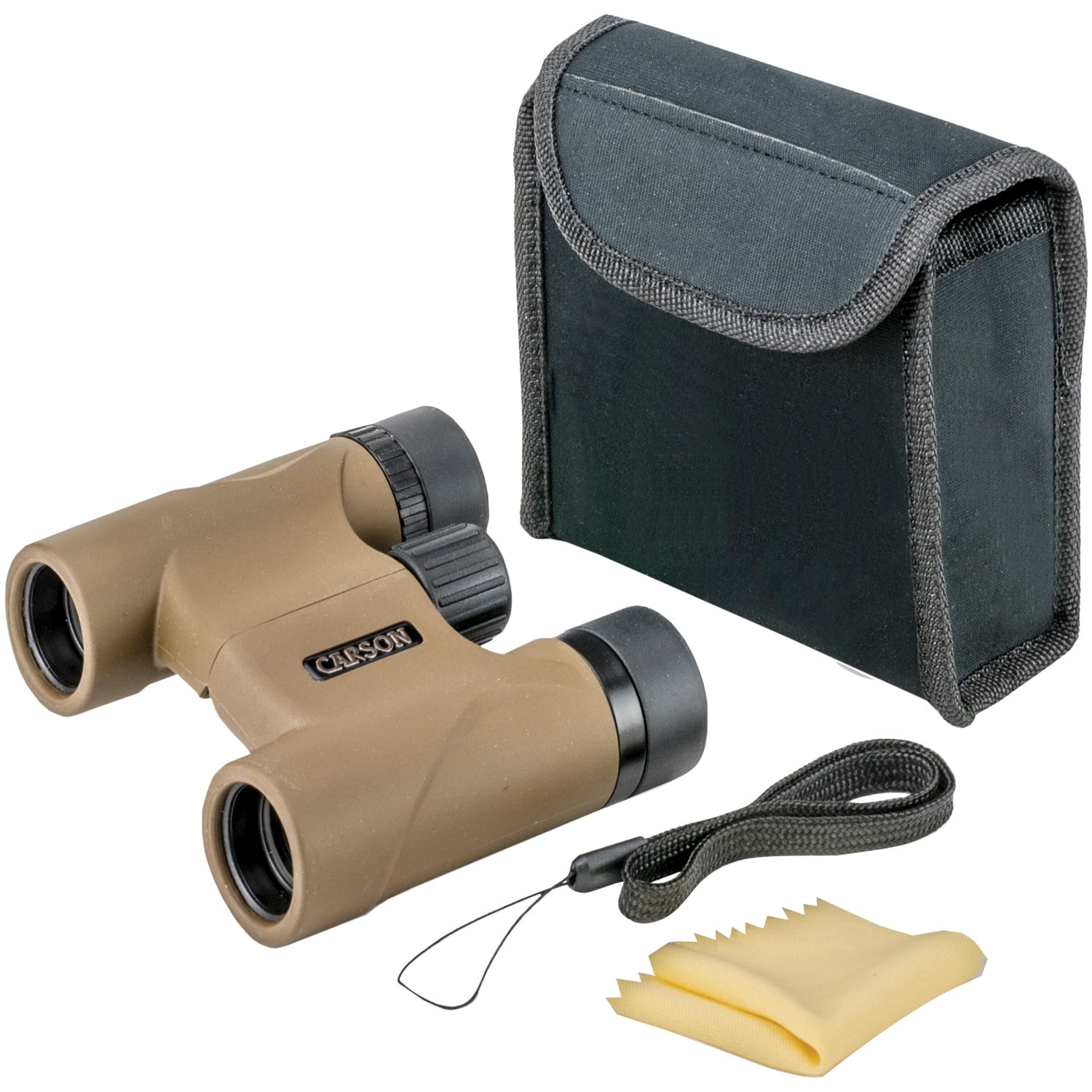 Carson Stinger 8x22mm Compact and Lightweight Binoculars - Includes Pouch, Wrist Strap, and Lens Cloth