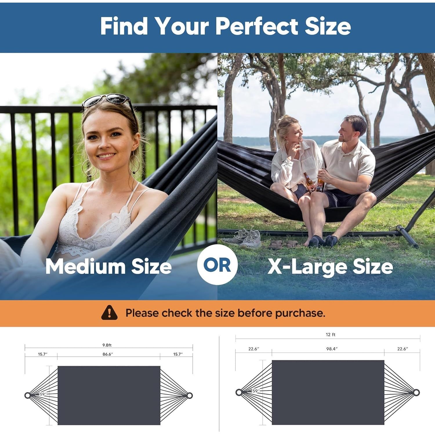 Portable Tree Hammock, Double Hammocks 2 Person with Outer Bag