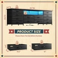 thumbnail image 2 of 63" Long Dresser for Bedroom with 12 Fabric Drawers Entertainment Center with LED Lights & Power Outlets TV Stand for 70 Inch TV, Storage Organizer for Bedroom, Black, 2 of 8