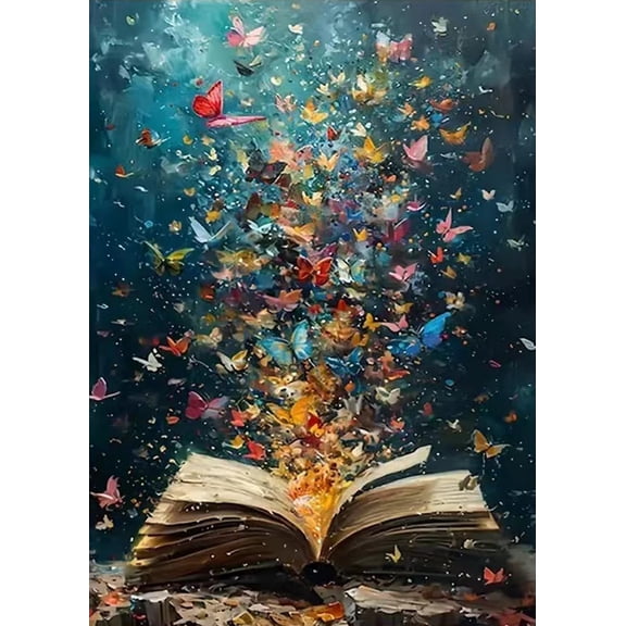 Diamond Painting Kits for Adults Beginner,Butterfly On Book Page Diamond Art Kits,DIY 5D Full Drill Paint by Diamonds with Paintings Arts and Crafts for Home Decor 12 X 16Inch