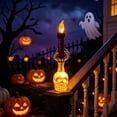 thumbnail image 4 of LOWLHOME Halloween Skull-Shaped Holder Candle, Battery Operated Skeleton Hand Candlestick Lamp, Spooky House Party Indoor Home Decor, Purple, 1 Count, 8.6 in, 4 of 4