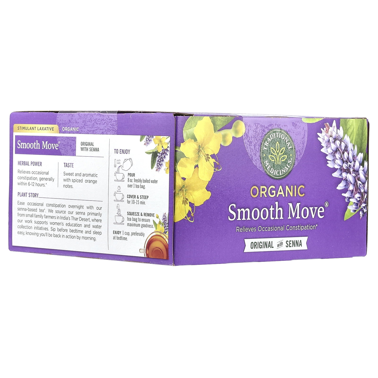 Traditional Medicinals Organic Smooth Move®, Original with Senna, Caffeine Free, 48 Wrapped Tea Bags, 3.38 oz (96 g)