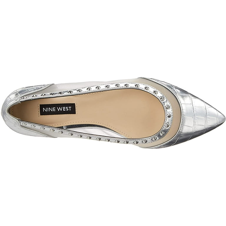 Nine west silver flats best sale
