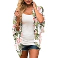 thumbnail image 3 of FINOCEANS Cárdigans tipo kimono de gasa floral para mujer, sueltos, para cubrir la playa, media manga, 3 of 5