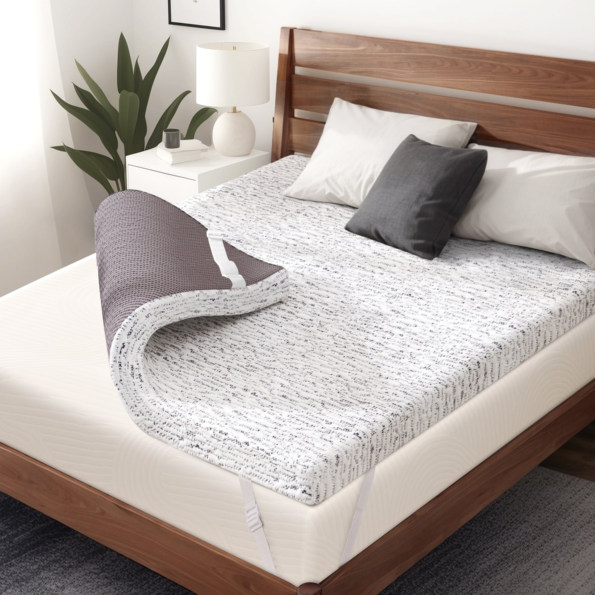 2, 3 or 4 inch Queen Mattress Topper,Plush Gel Memory Foam Mattress Topper with Cooling Cover (2 inch, Queen)