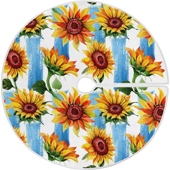 FMSHPON Sunflower Xmas Christmas Tree Skirt Stand Mat for Holiday Party Decoration Indoor Outdoor 36 inches