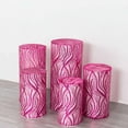 thumbnail image 4 of Efavormart Set of 5 Fuchsia Silver Wave Mesh Cylinder Display Box Stand Covers With Embroidered Sequins, Premium Pedestal Pillar Prop Covers, 4 of 5