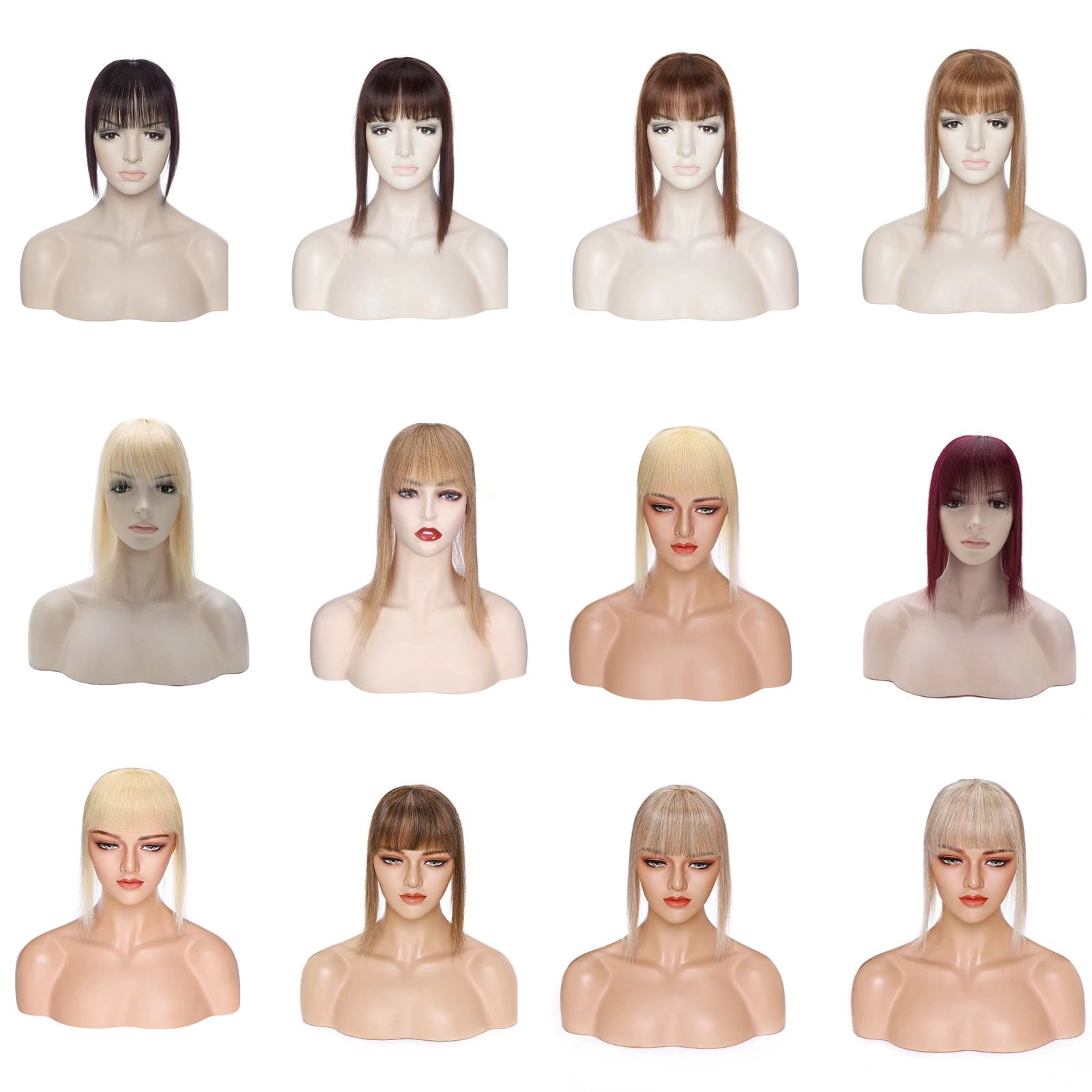 MY-LADY Hair Toppers for Women Real Human Hair with Bangs 3 Clip In Remy Topper Hairpiece for Thin Hair Natural Looking Hair Extensions 14inch #02 Dark Brown