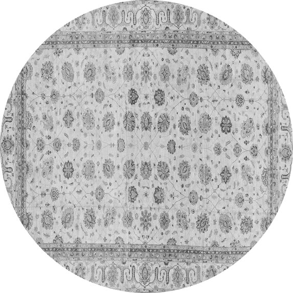 Ahgly Company Indoor Round Oriental Gray Traditional Area Rugs, 4' Round
