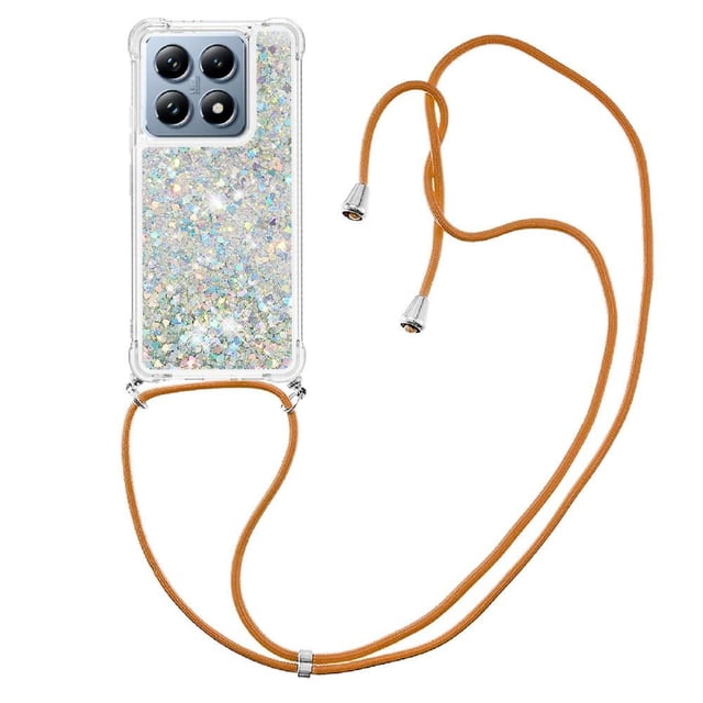 Funda FOXDOCK para Xiaomi 14T con Cuerda Ajustable, Brillo Líquido, Protección Antigolpes y Lente – Ideal para Regalo