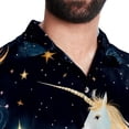 thumbnail image 5 of Starry Unicorn Men's Casual Printed Button Down Short Sleeve Spread Collar Beach Shirts for Summer, Unisex, 5 of 6