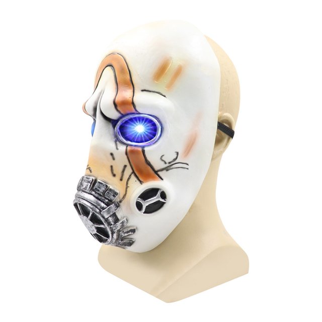 Máscara de látex psicópata con ojos de luz LED, máscara de cosplay aterradora para Halloween, para fiesta y bar
