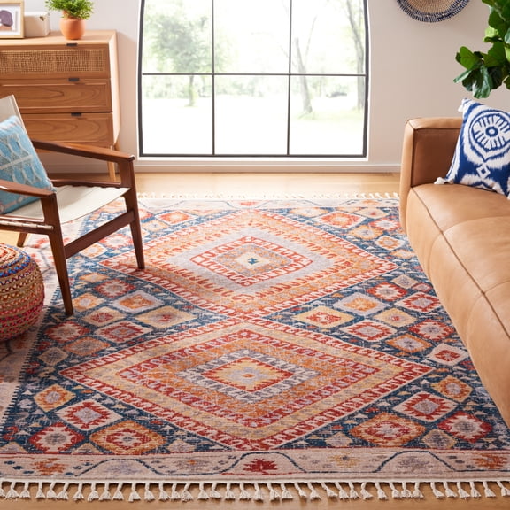 Safavieh Farmhouse Flannery Southwestern Area Rug, Ivory/Navy, 8' x 10'