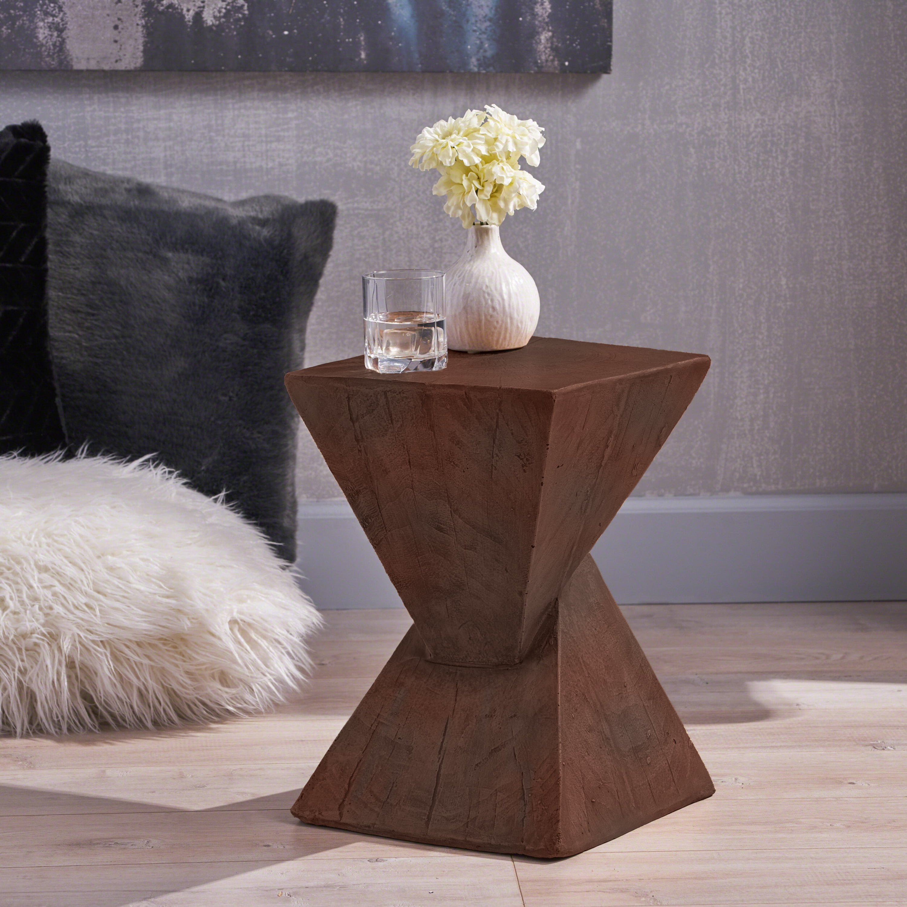 Side Table, End Table for Living Room Bedroom Office Patio, Dark Brown