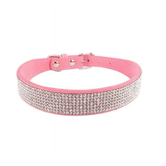 POINTERTECK Rhinestone Dog Collar Cute Dazzling Sparkling Soft Suede Leather Dog Cat Rhinestone Collar Crystal Pet Dog Puppy Collar