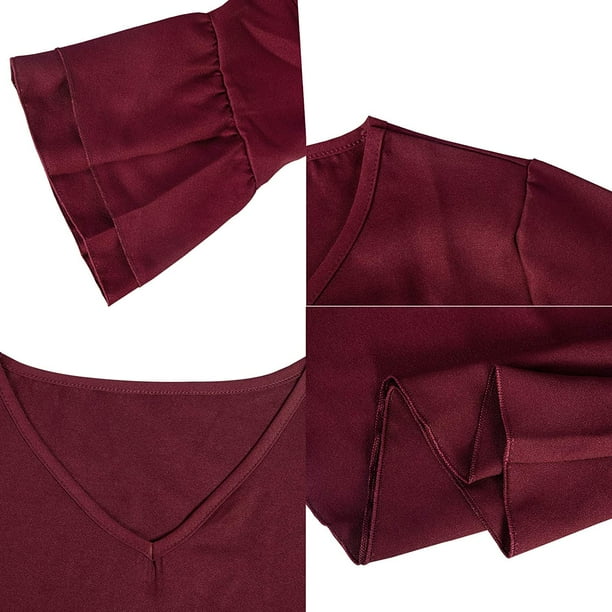 Summer Dresses for Women Casual Bell Sleeve V Neck Shift Dress