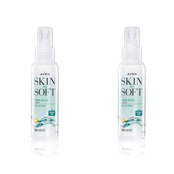 2 X Bottles Avon Skin So Soft Original Dry Oil Spray Travel Size 3.38 fl oz -100 ml each