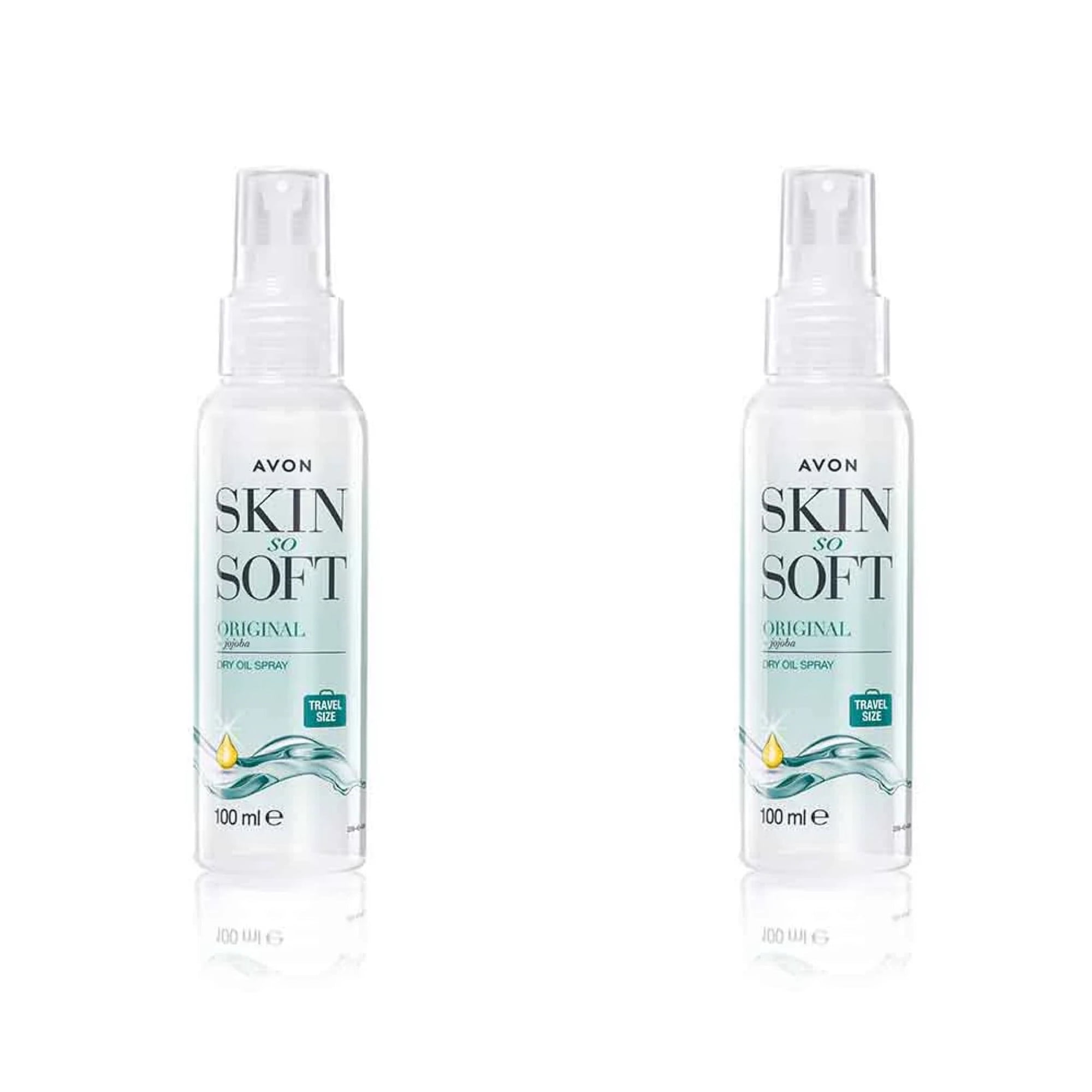 2 X Bottles Avon Skin So Soft Original Dry Oil Spray Travel Size 3.38 fl oz -100 ml each