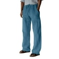 thumbnail image 1 of Men's Casual Pants - Everyday Full Length Solid Mid Rise Trousers with Pockets and Drawstring for Comfort and Easy Wear, 1 of 5