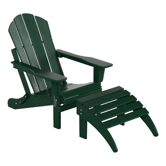 Paradise 2-Piece Set Classic Folding Adirondack Chair with Footrest Ottoman