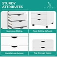 thumbnail image 4 of Naomi Home Taylor 5-Drawer Mobile Dresser for Bedroom Storage, Adult, White, 4 of 8