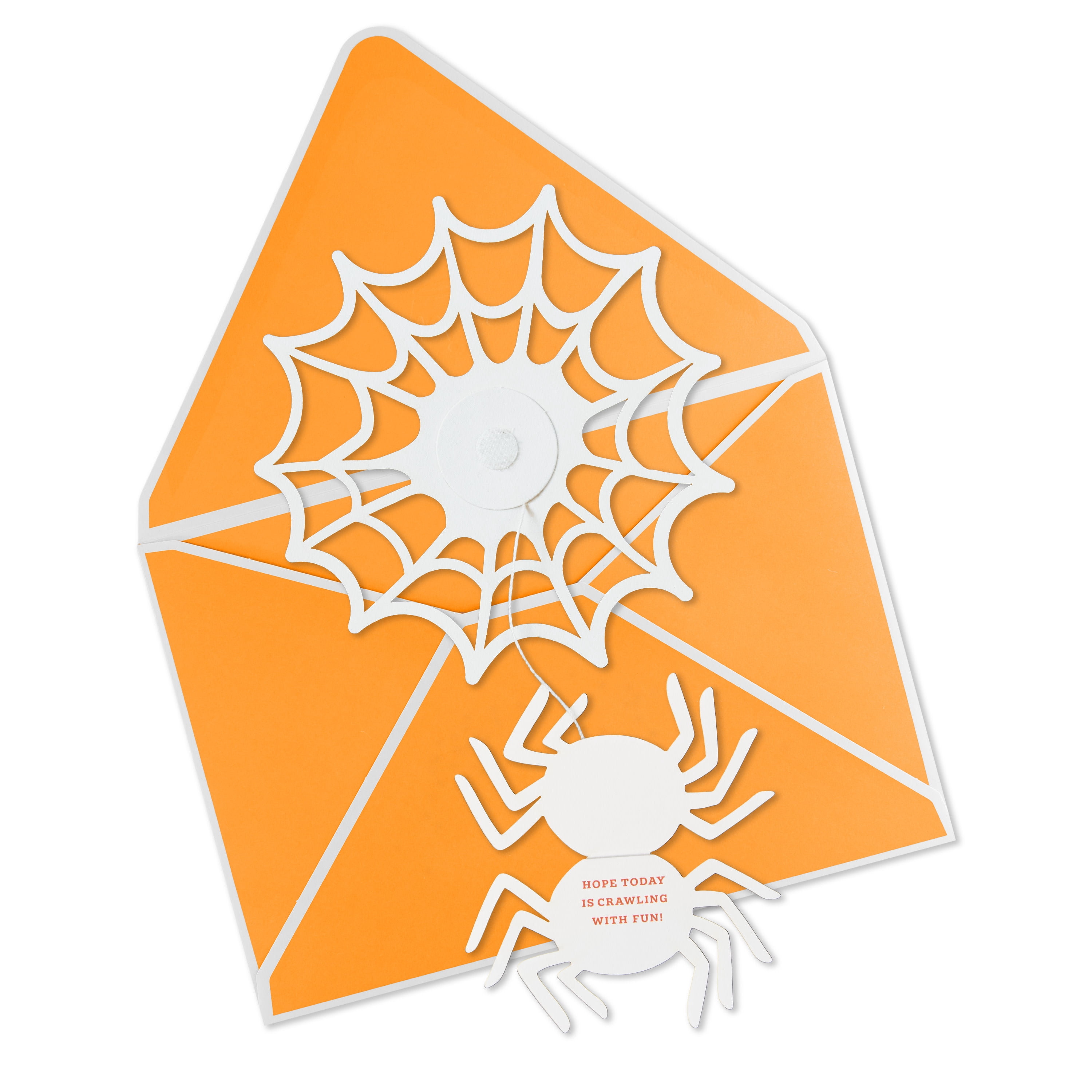 Hallmark Paper Craft Halloween Card With Mini Card (Spider in Web), 1 Count