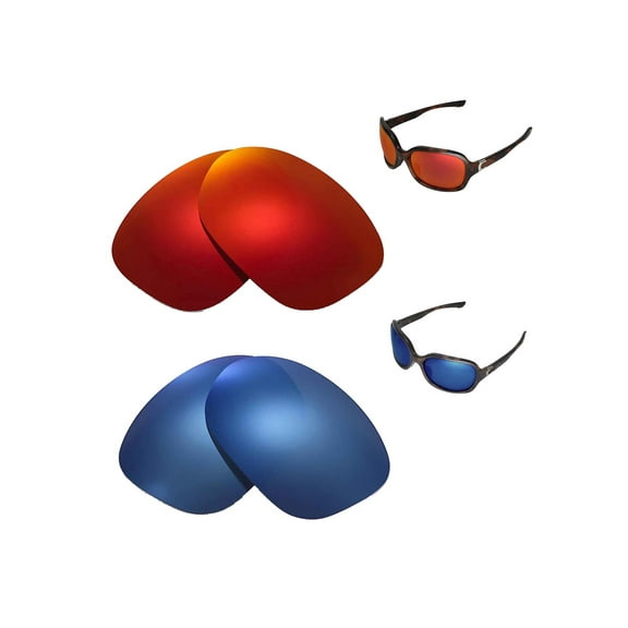 Walleva Polarized Fire Red   Ice Blue Replacement Lenses For Oakley Pulse Sunglasses