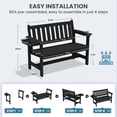 thumbnail image 5 of SERWALL Outdoor Bench for 2-Person, Weather-Resistant HDPE with Aluminum Reinforcement, Supports 660 lbs, Comfortable Seating for Patio, Garden, and Porch, Black, 5 of 8
