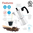 thumbnail image 3 of Cafetera espresso GROSCHE Milano para moka, 6 tazas, plateada, 3 of 9