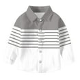 thumbnail image 7 of JTSRKL Cute Boys Girls Leisure T-Shirts Kids Rolled up Long Sleeve Button Down Striped Color Block Graphic Tees Shirt Tops with Pockets Gray 5-6 Years, 7 of 7