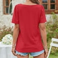 thumbnail image 4 of Xihbxyly Womens Blouses, Women's Suqare Neck Blouse Top Short Sleeve Shirt Casual Tunic Tops for Leggings Casual T-Shirts Summer Fashion Solid Color Tops, 4 of 6