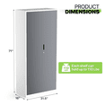 thumbnail image 2 of Magshion Metal Storage Cabinet with Locking Door, 71" Garage Storage Cabinet with 6 Adjustable Shelves, Steel Lockable File Cabinet for Office Home, Grey White, 2 of 10