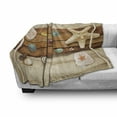thumbnail image 3 of Beach Soft Flannel Fleece Throw Blanket, Rustic Board Seashells on Sand Colorful Composition with Summer Season Elements, Cozy Plush for Indoor and Outdoor Use, 50" x 60", Multicolor, by Ambesonne, 3 of 6