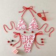 thumbnail image 5 of Women's Triangle Bikini Set Halter String Two Piece Swimsuit Brazillian Bathing Suit Cheeky Cute Swimwear (Red,L), 5 of 7
