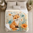 thumbnail image 5 of Whimsical Fox Wildflower Meadow Nature-Inspired Painterly, Rustic Botanical Portrait, Warm Flannel Blanket for Cabin and Lodge, Garden Lovers Housewarming Gift, Rustic Home Decor, 5 of 9