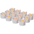 thumbnail image 1 of 12-Pack Flameless LED Tea Lights with 3 Color Modes (Yellow/Warm White/White) - Flickering/Steady Light, Melted Edge Design, CR2032 Battery Included, 150+ Hours Long-Lasting, Safe for Halloween,, 1 of 7